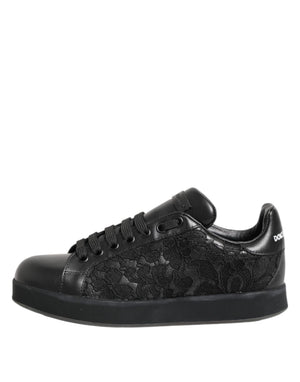 Black Floral Lace Low Top Sneakers Shoes