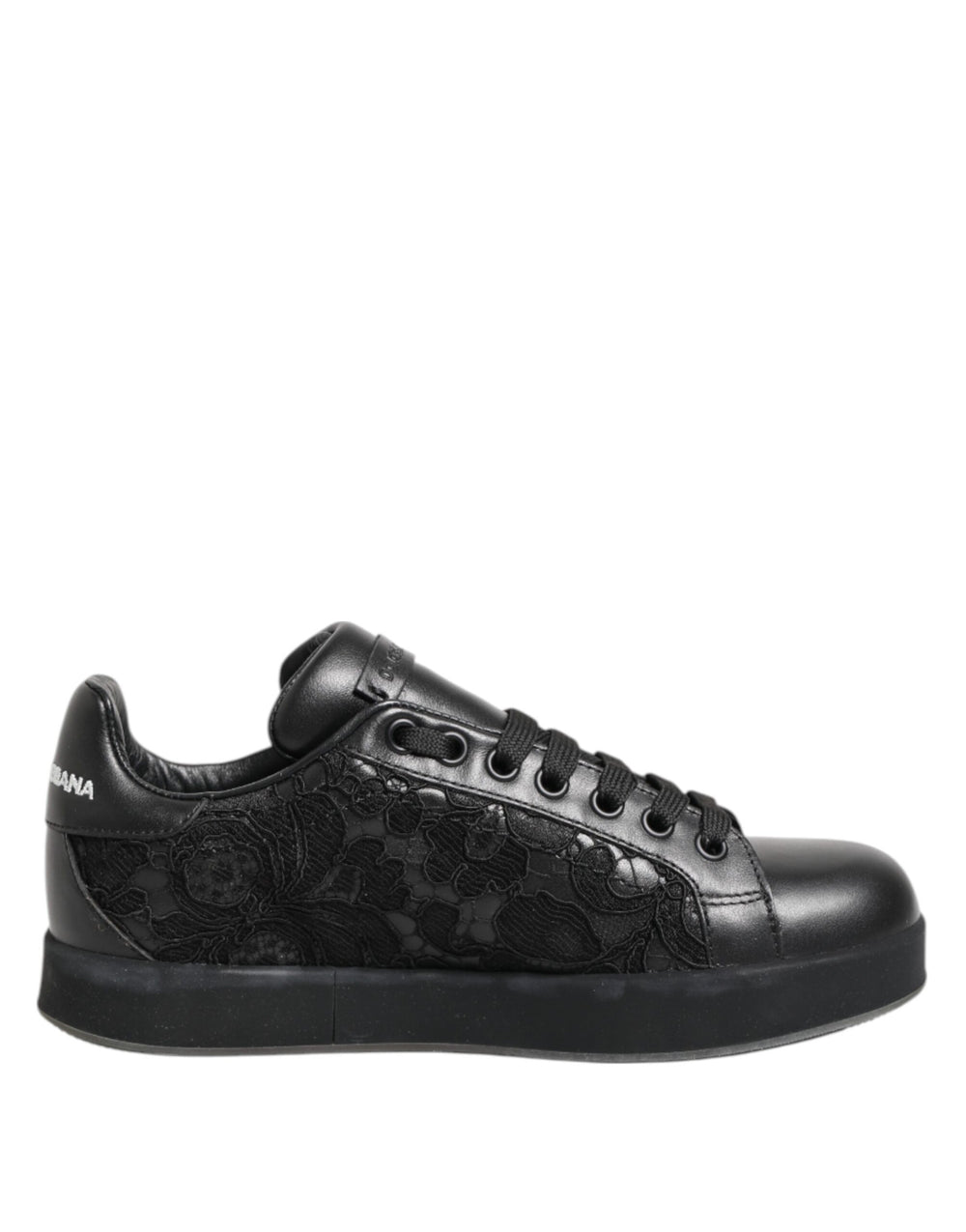 Black Floral Lace Low Top Sneakers Shoes