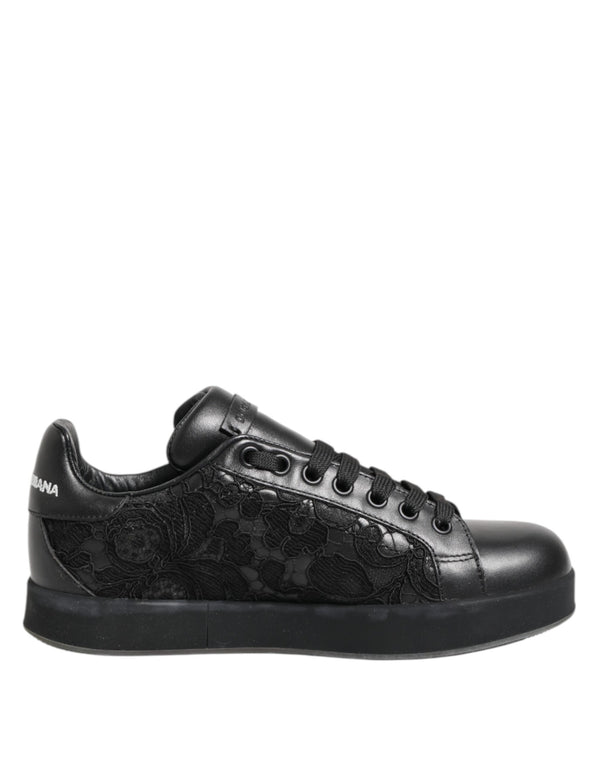 Black Floral Lace Low Top Sneakers Shoes