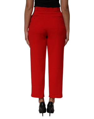 Red HighWaist Straight Women Trouser Pants