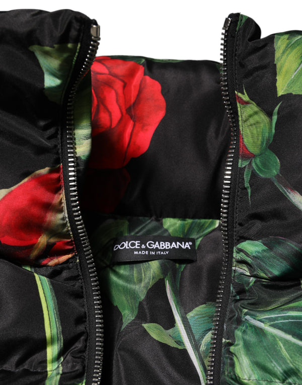 Multicolor Floral Puffer Coat Full Zip Jacket