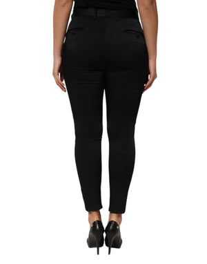 Black Acetate HighWaist Tapered Trouser Pants