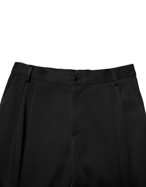 Black Acetate HighWaist Tapered Trouser Pants