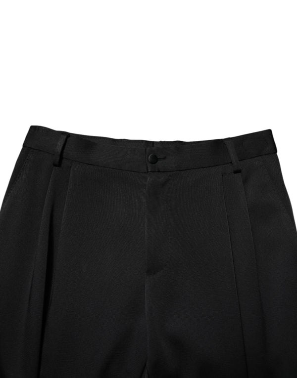 Black Acetate HighWaist Tapered Trouser Pants