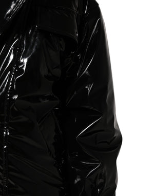 Black Polyester Quilted Puffer Coat Jacket