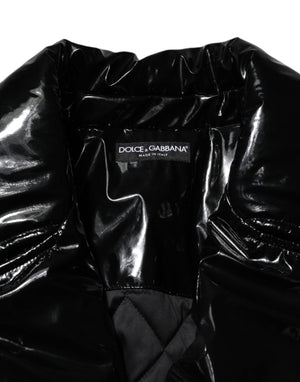 Black Polyester Quilted Puffer Coat Jacket