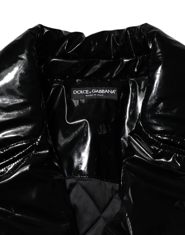 Black Polyester Quilted Puffer Coat Jacket
