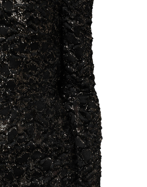 Black Sequin Bouclé Tweed Sheath Dress