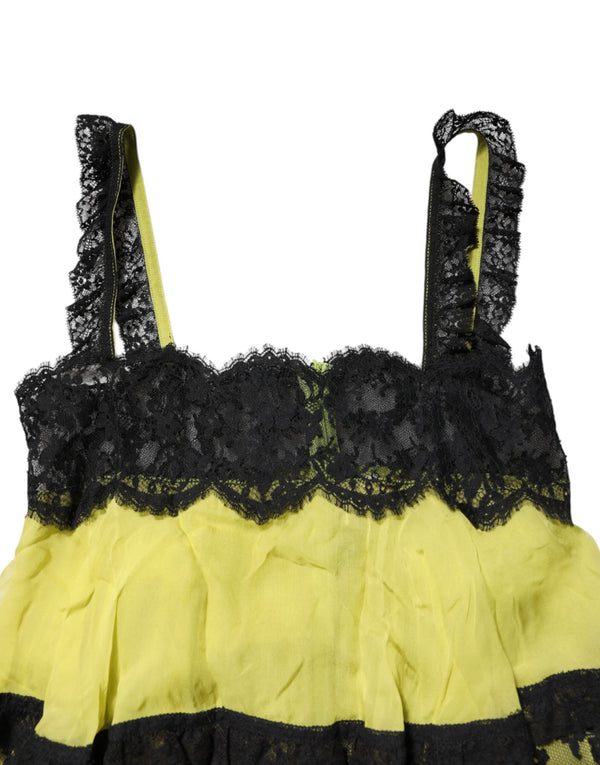 Yellow Black Babydoll Chemise Lingerie Dress
