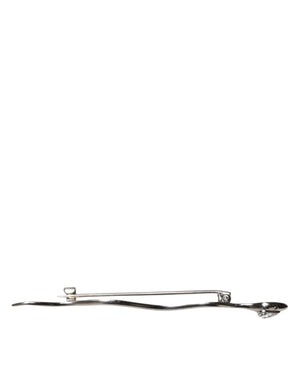 Silver Brass Crystal Spilla Serpente Mens Brooch Pin
