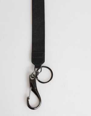 Black Yellow Polyester DG Logo Silver Keychain Keyring