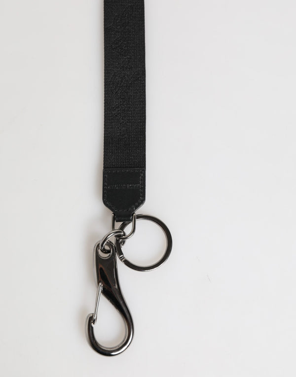Black Yellow Polyester DG Logo Silver Keychain Keyring