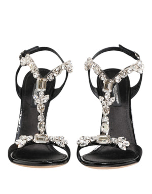 Black Keira Crystals Heels Sandals Shoes