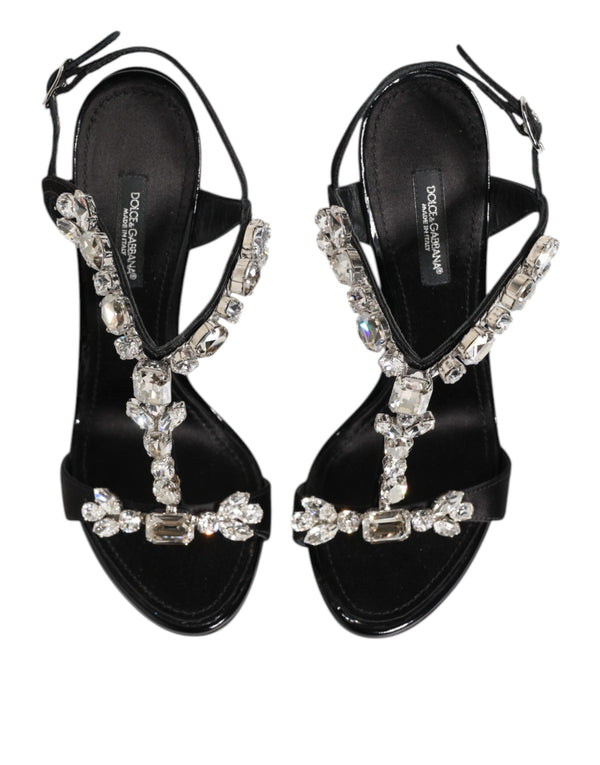 Black Keira Crystals Heels Sandals Shoes