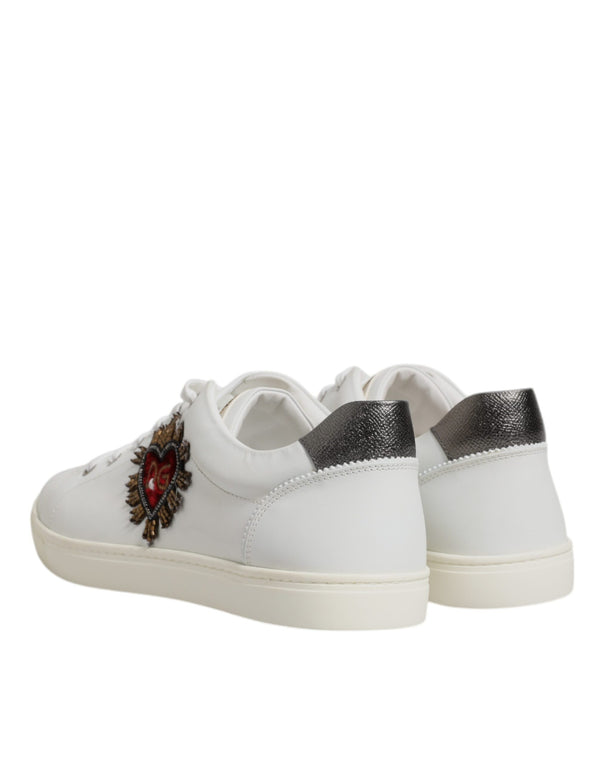 White Sacred Heart Men Low Top Sneakers Shoes