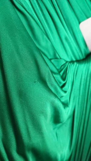 Dark Green Viscose Long Sleeve Midi Dress