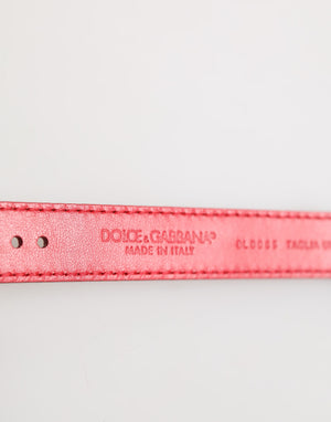Red Exotic Leather Gold Tone Metal Buckle Women Armband