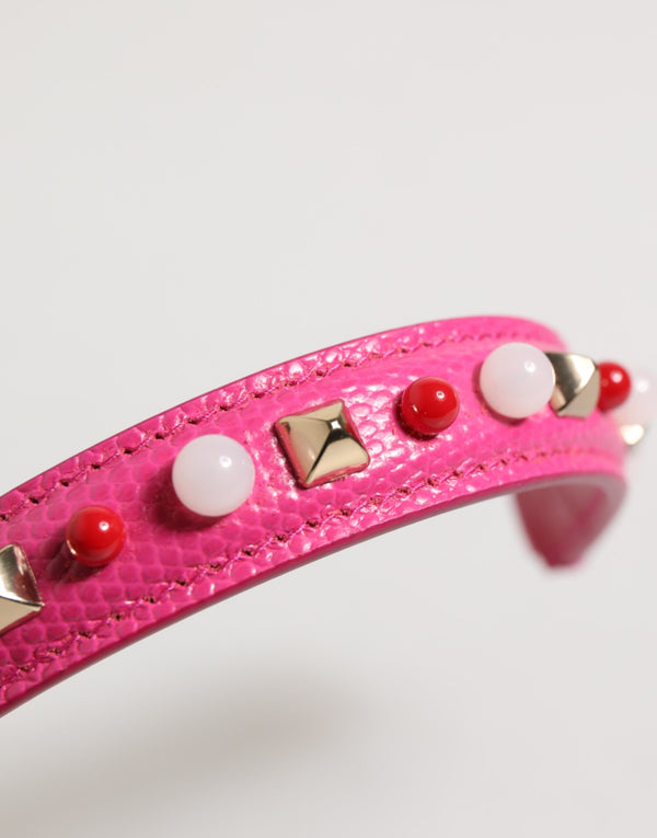 Pink Embellished Leather Bag Handle Women Shoulder Strap
