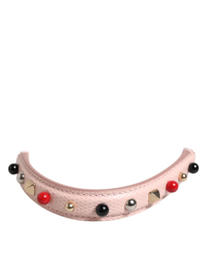 Light Pink Embellished Leather Bag Handle  Shoulder Strap