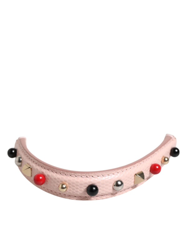 Light Pink Embellished Leather Bag Handle  Shoulder Strap