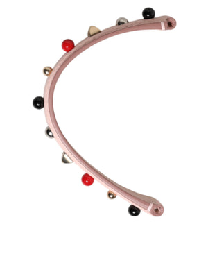 Light Pink Embellished Leather Bag Handle  Shoulder Strap