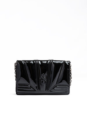 Black GT patent leather bag with chain