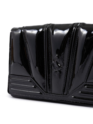 Black GT patent leather bag with chain