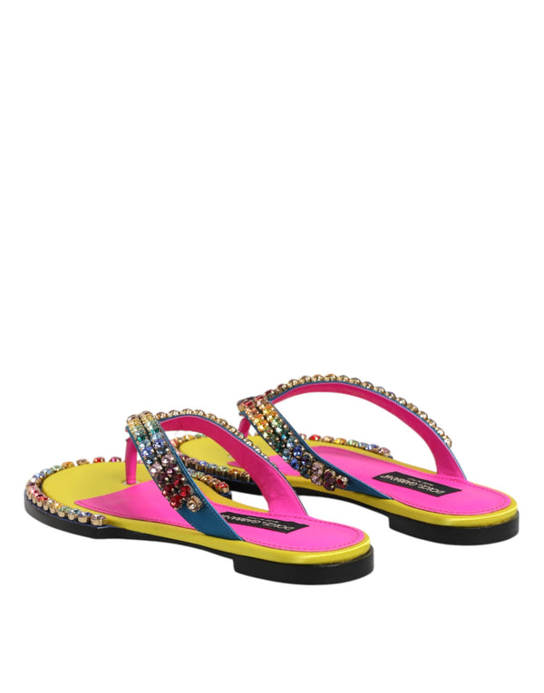 Multicolor Rhinestone Flip Flop Flat Sandals Shoes