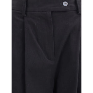 Black Cotton Casual Pants