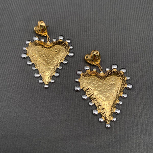 Two-Tone Sacred Heart Statement Earrings