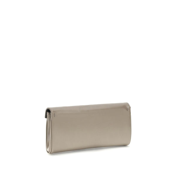 Beige Leather Clutch Bag