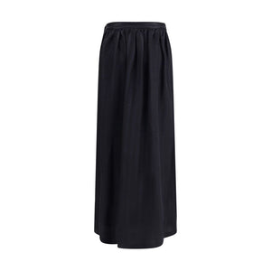 Black Fleece Wool Long Skirt