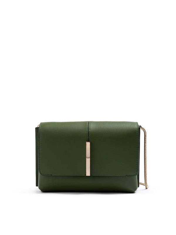 Dark Green Leather Crossbody Bag