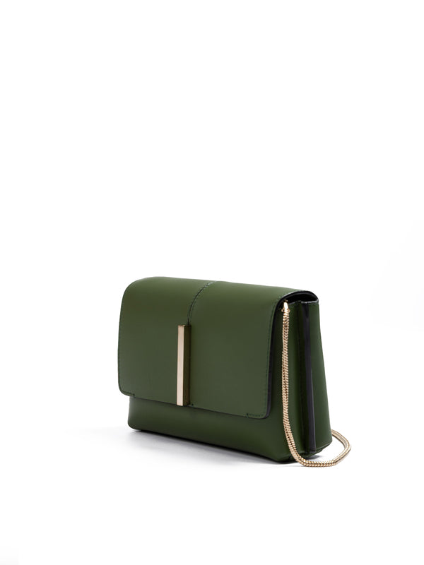Dark Green Leather Crossbody Bag
