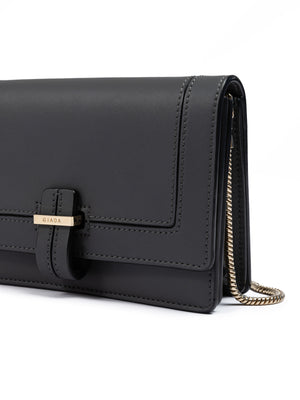 Dark Grey Leather Clutch Bag