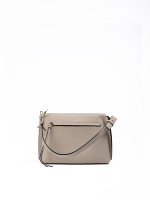 Beige Grained Leather Crossbody Bag