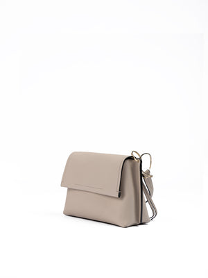 Beige Grained Leather Crossbody Bag