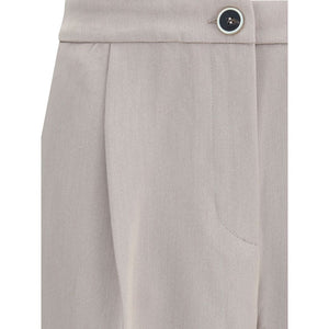 Beige Polyester Casual Pants