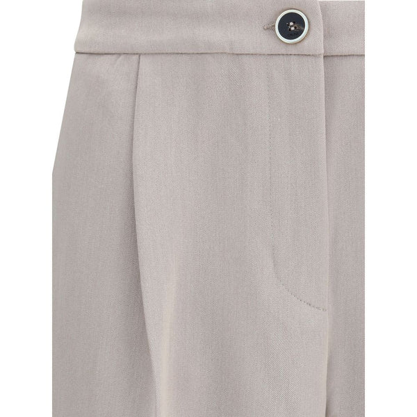 Beige Polyester Casual Pants