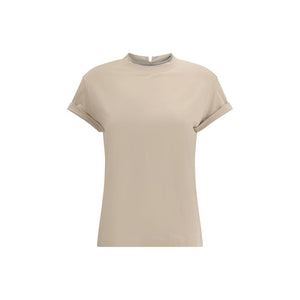 Beige Elastane T-Shirt