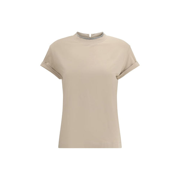 Beige Elastane T-Shirt