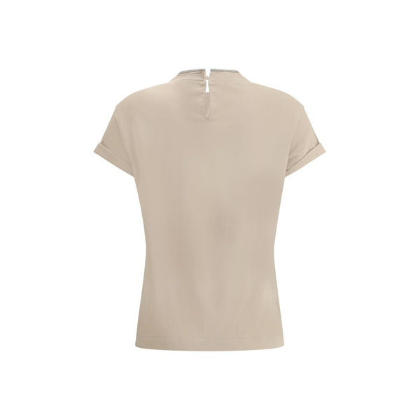 Beige Elastane T-Shirt