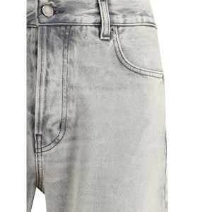 Blue Cotton Straight-Leg Jeans