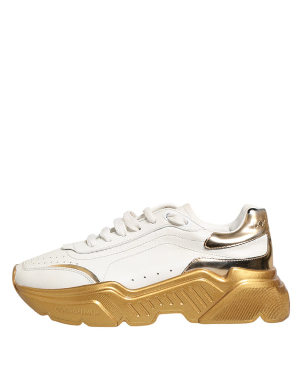White Gold DAYMASTER Leather Sneakers Womens Shoes
