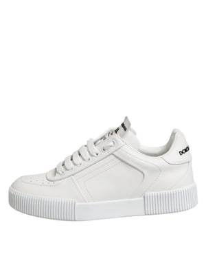 White Miami Leather Low Top Sneakers Shoes