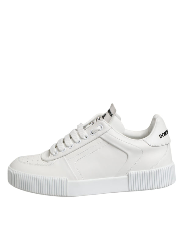 White Miami Leather Low Top Sneakers Shoes