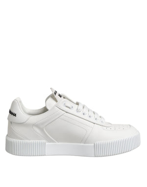 White Miami Leather Low Top Sneakers Shoes