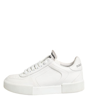 White Miami Leather Low Top Sneakers Shoes