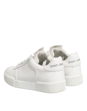 White Miami Leather Low Top Sneakers Shoes