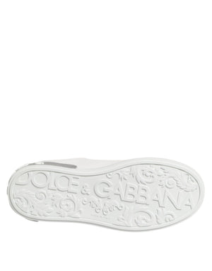 White Purple Leather Low Top Sneakers Shoes